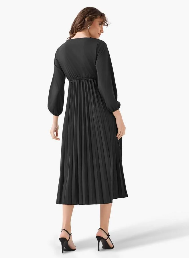 Splash FAV  Pleated Midi Dress with Lace Detail for Women | Best Price UAE